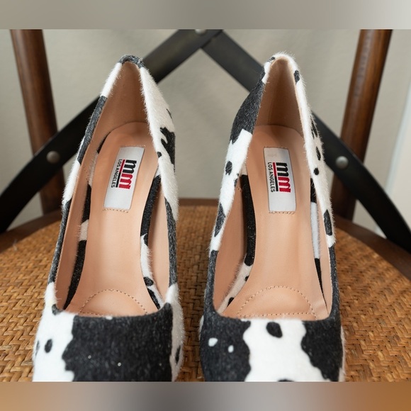 Black + White Print Stiletto Heels - Picture 3 of 13